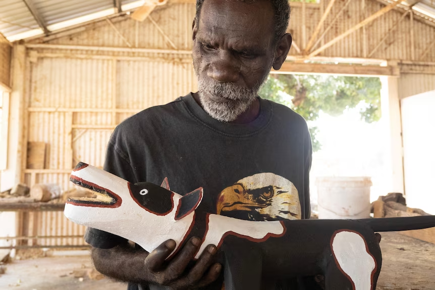 Aurukun's carved wooden dogs enter digital space, augmented reality with new generation of artists